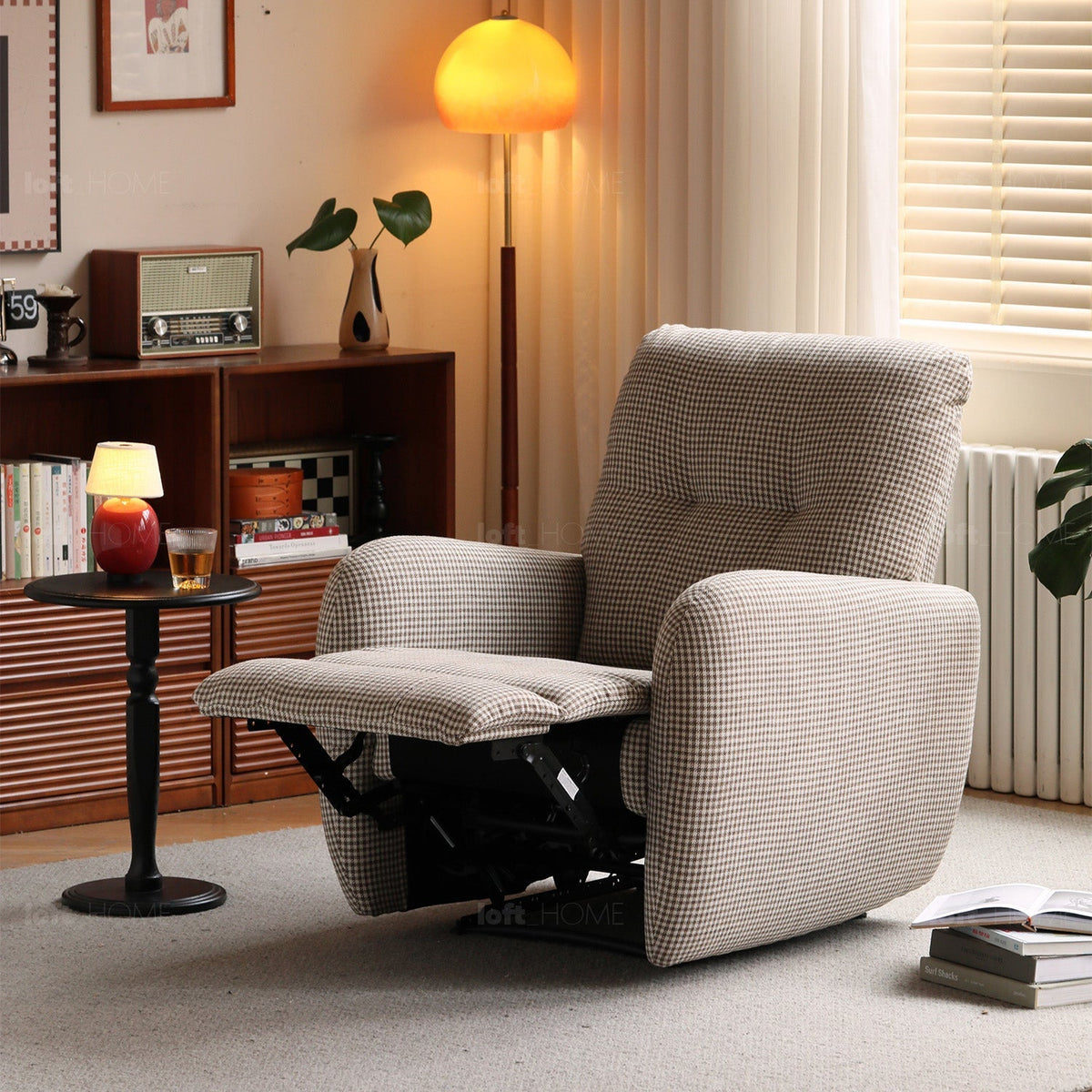 Cream Cotton Fabric Recliner 1 Seater Sofa LIBERTY