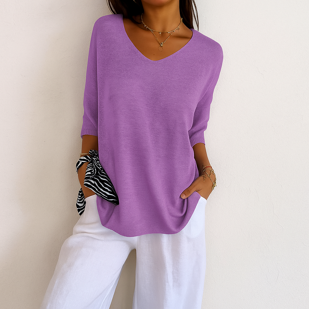 Haut en tricot col V Margaux pour femme