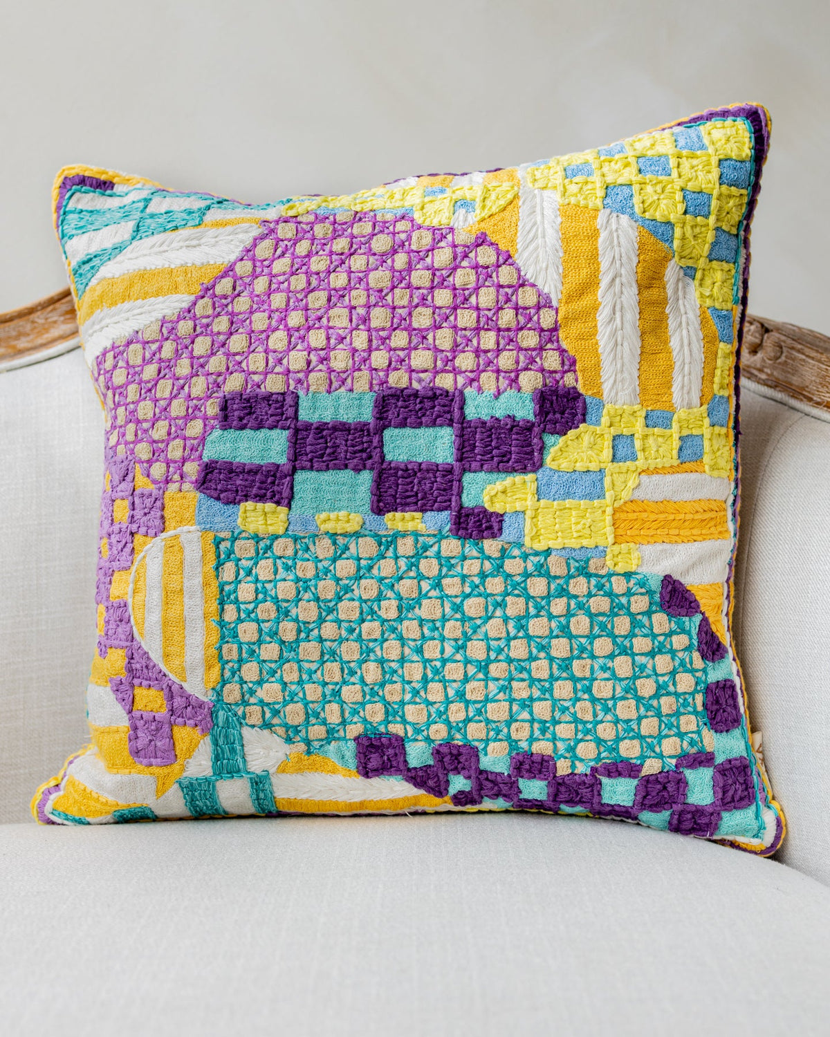 Ryan Organic Cotton Checkered Throw Pillow