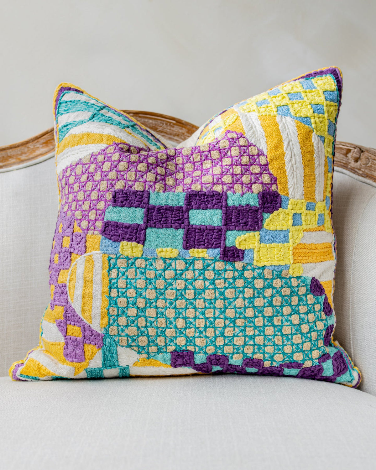 Ryan Organic Cotton Checkered Throw Pillow