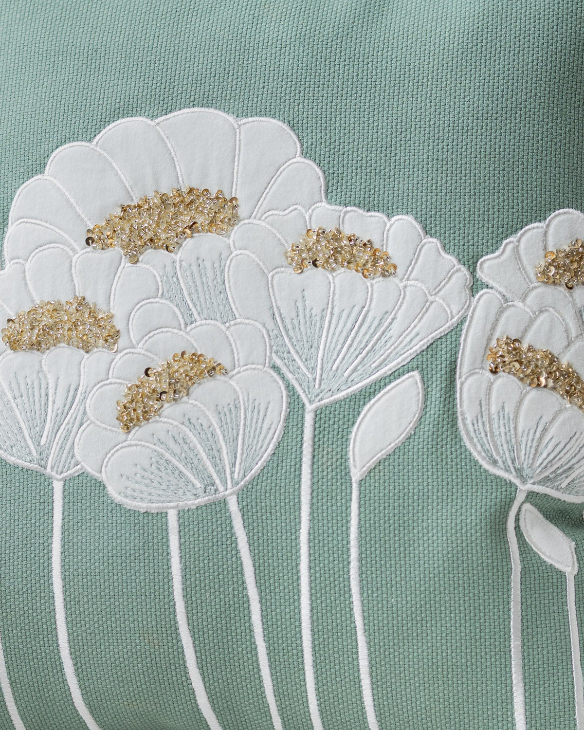 Fleur Organic Cotton Beaded Throw Pillow