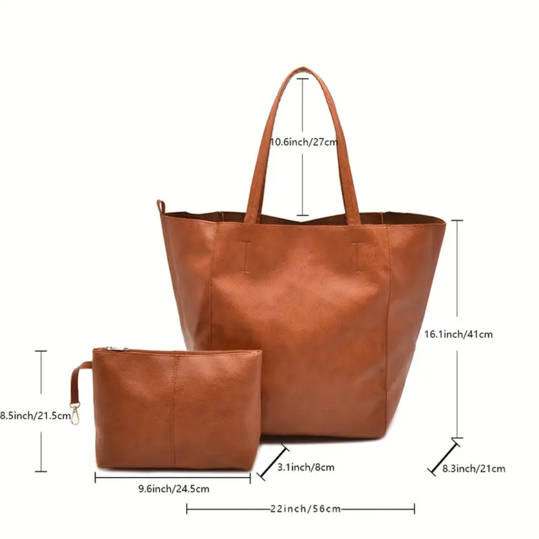 Razel | Women’s Vegan Leather Tote Bag | Large Shoulder Handbag