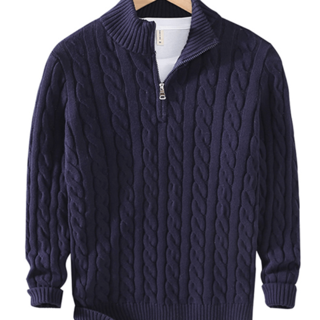 Anton | Men’s Cable Knit Pullover Sweater | Half-Zip