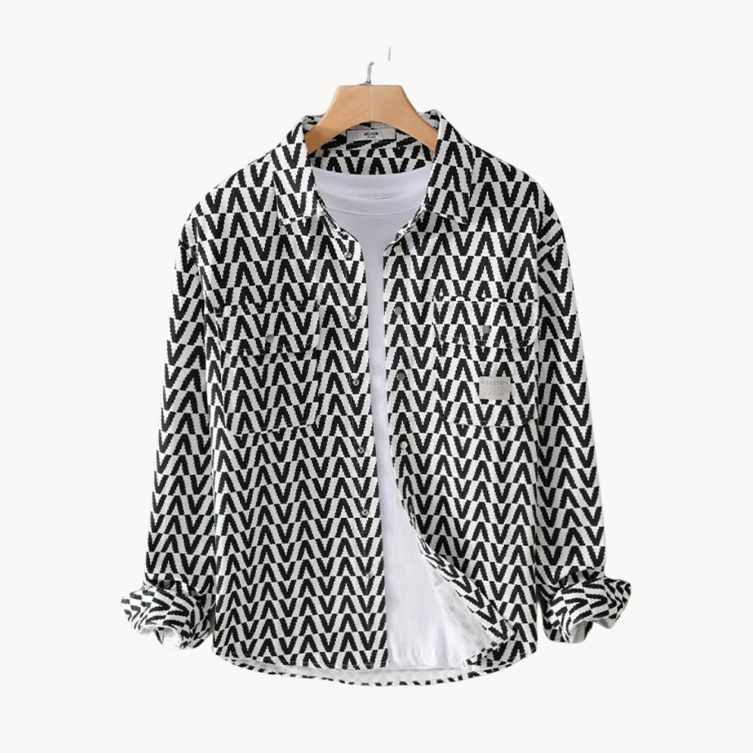 Kjell | Men’s Geometric Cotton Shirt | Patchwork