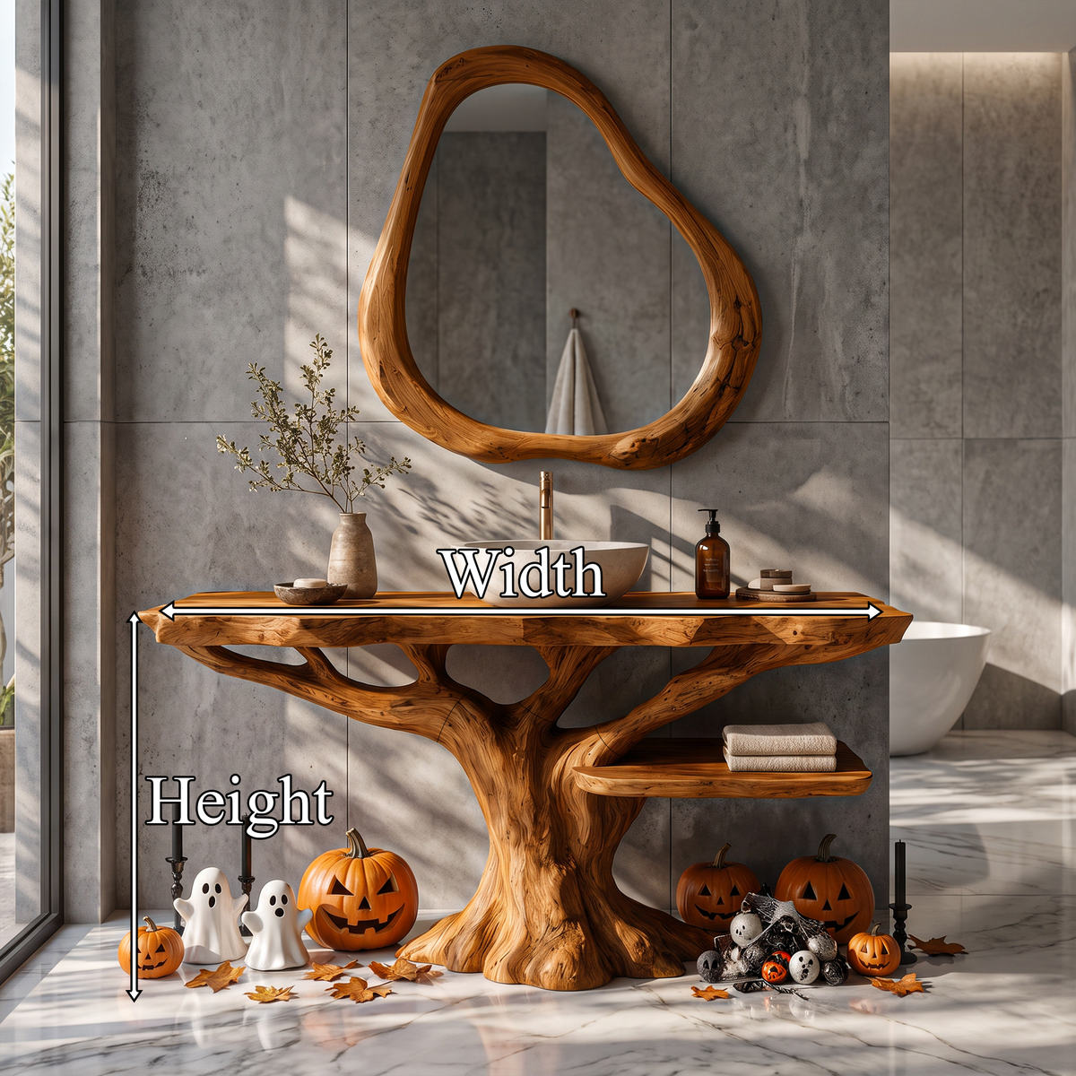 Gothic Halloween Bathroom Vanity With Lower Display Shelf For Bathroom SINLKIBRV344