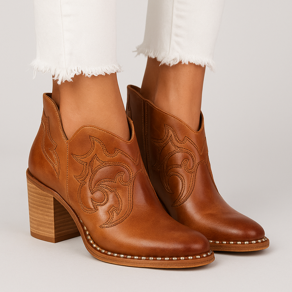 Bottines de cowboy western Criselda en cuir vegan pour femme