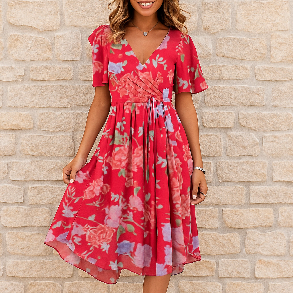 Aida Floral Chiffon Midi Dress for Women