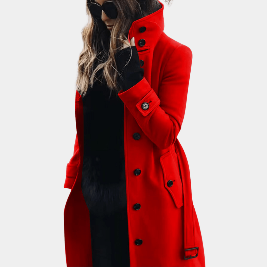 Clarissa | Women’s High-Collar Chic Coat | Belted