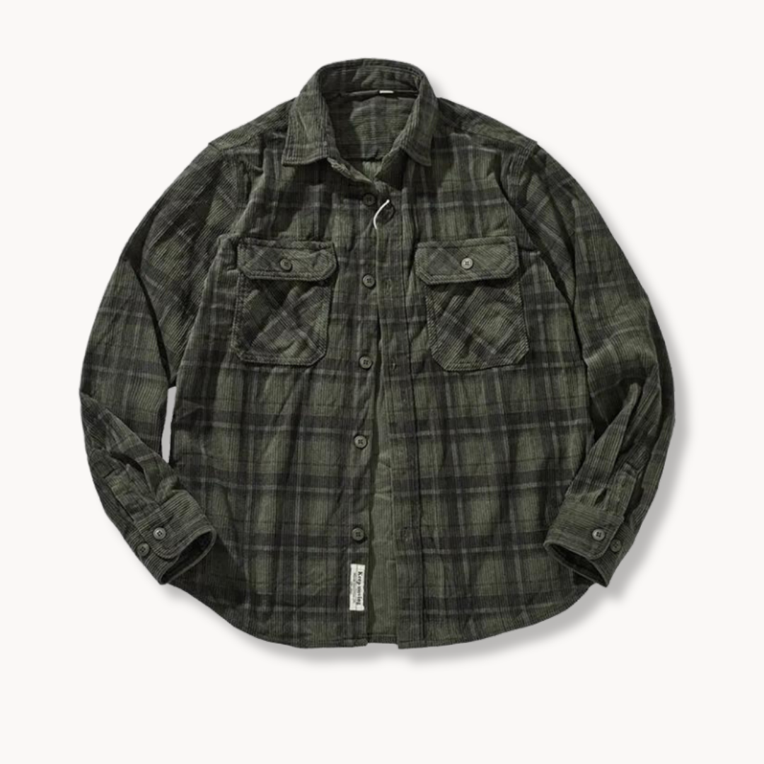 Reed | Men’s Retro Corduroy Flannel Shirt | Plaid