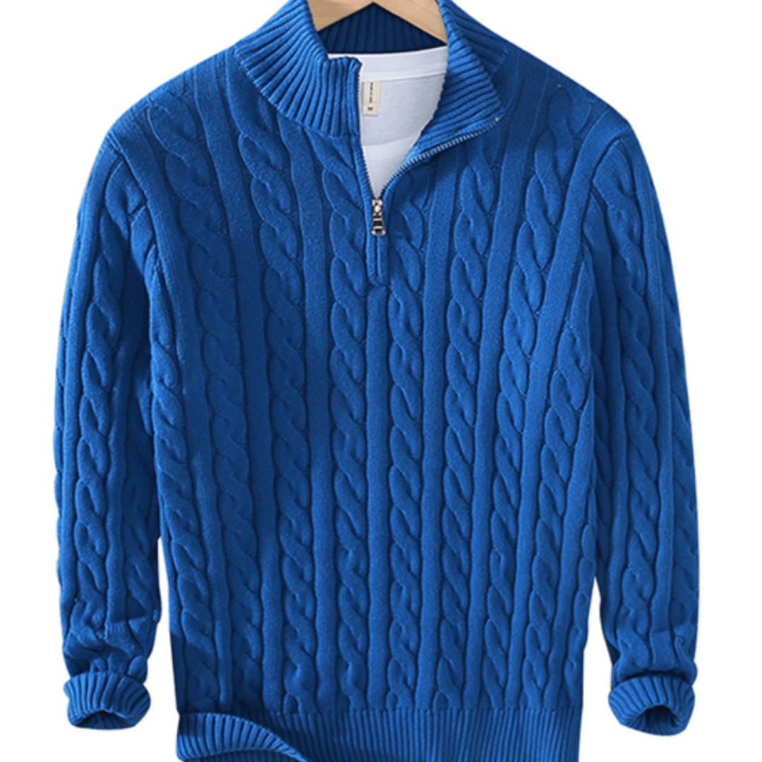 Anton | Men’s Cable Knit Pullover Sweater | Half-Zip
