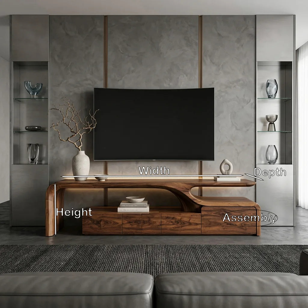 Contemporary Sculptural TV Console For Living Room RTNGHNTVC142