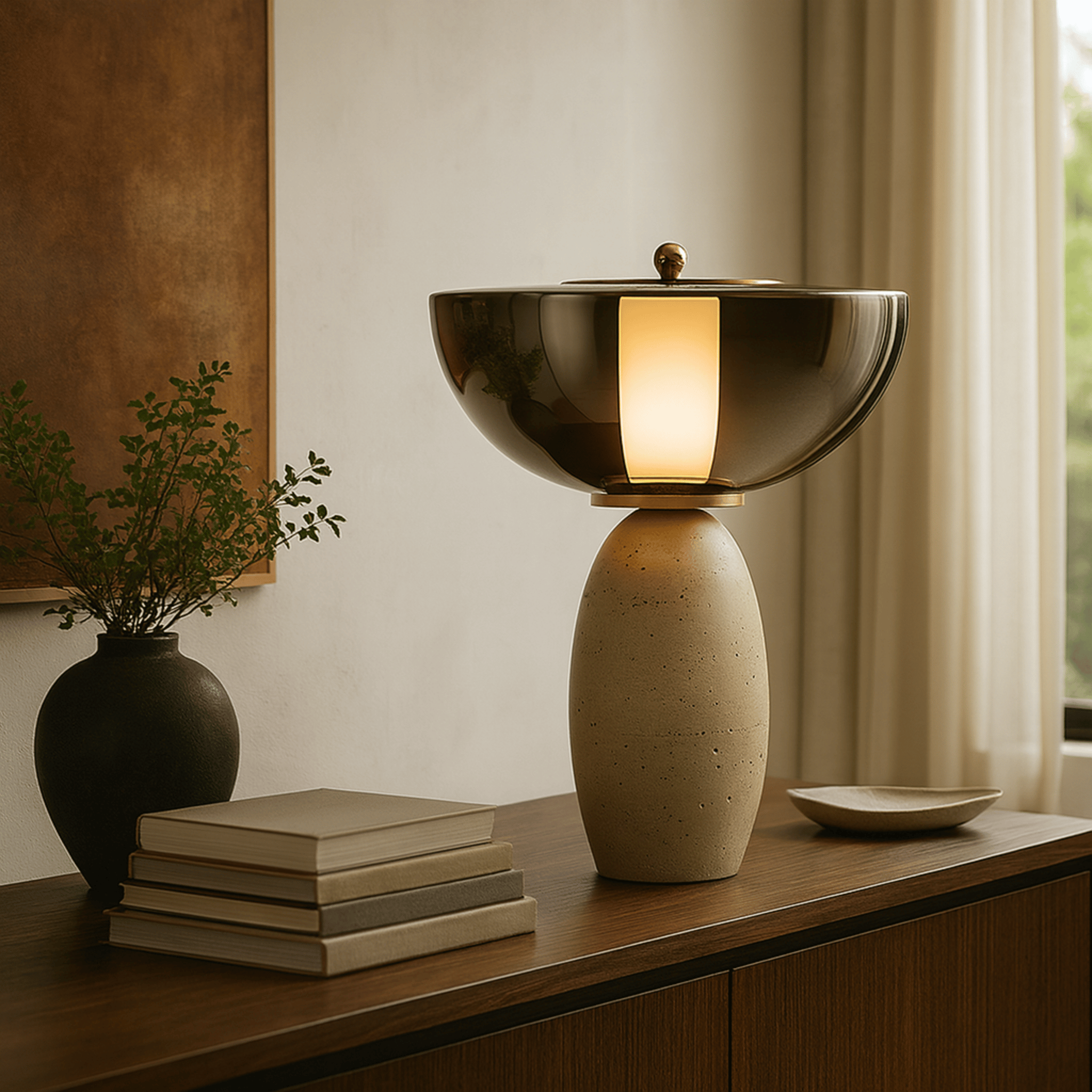 Mariven Travertine Table Lamp