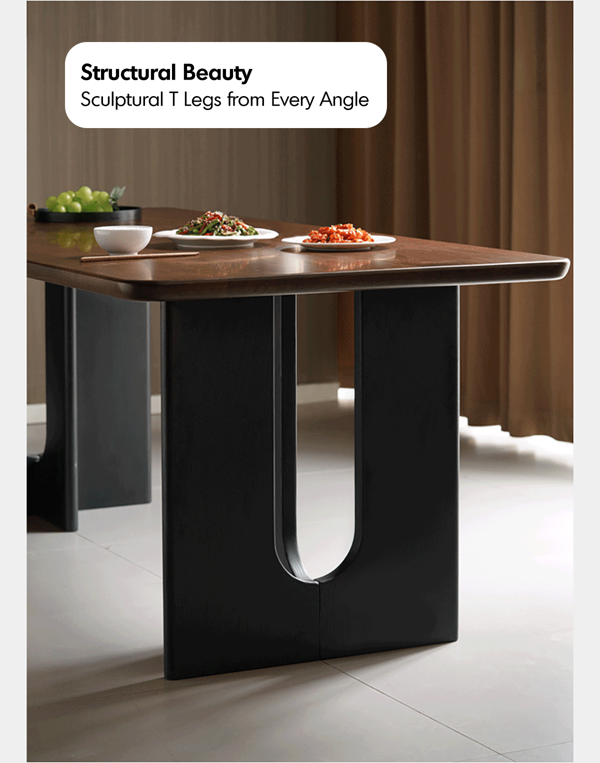 Japandi Walnut Wood Dining Table SAVOR