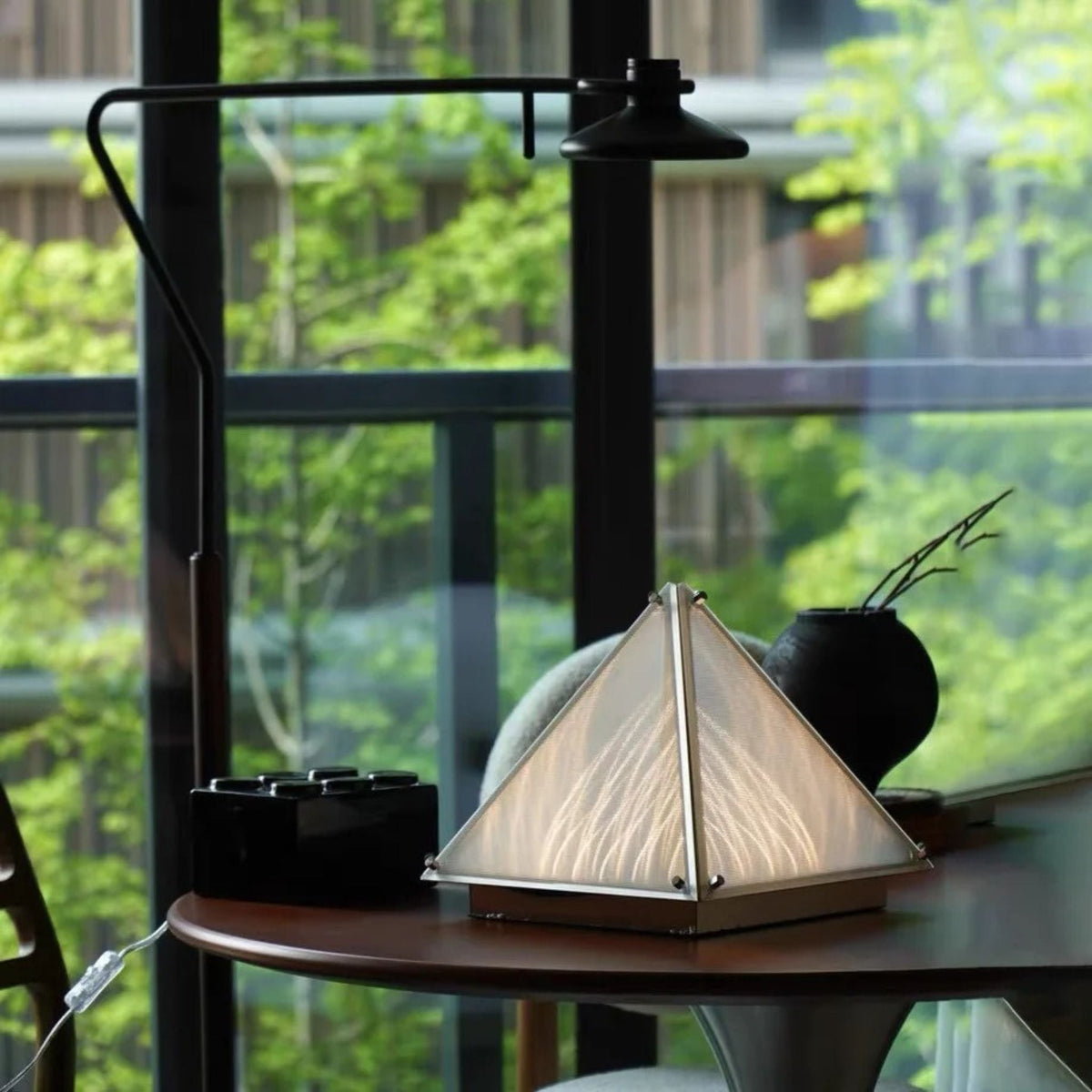 Pyramid Glass Table Lamp