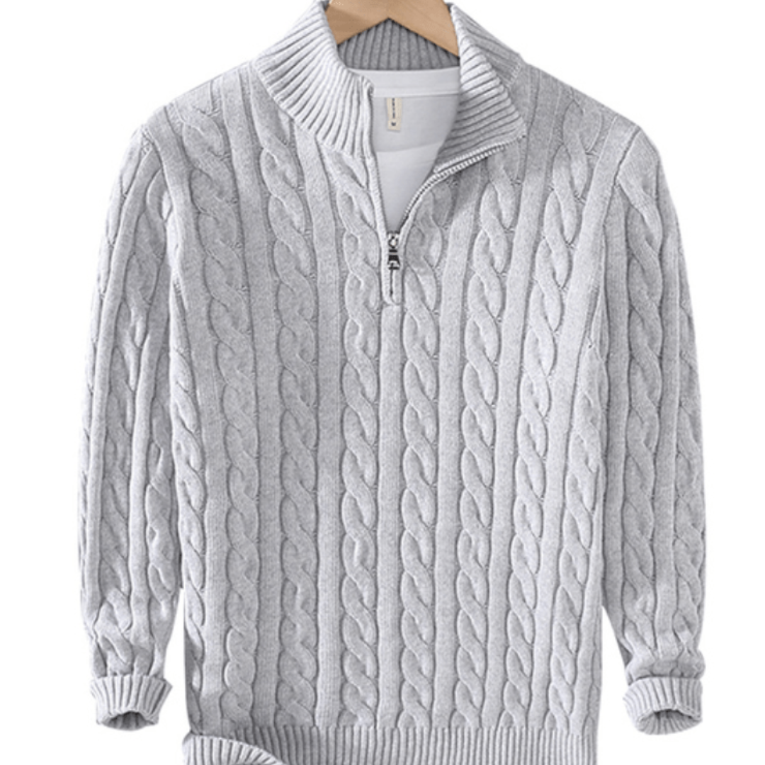 Anton | Men’s Cable Knit Pullover Sweater | Half-Zip