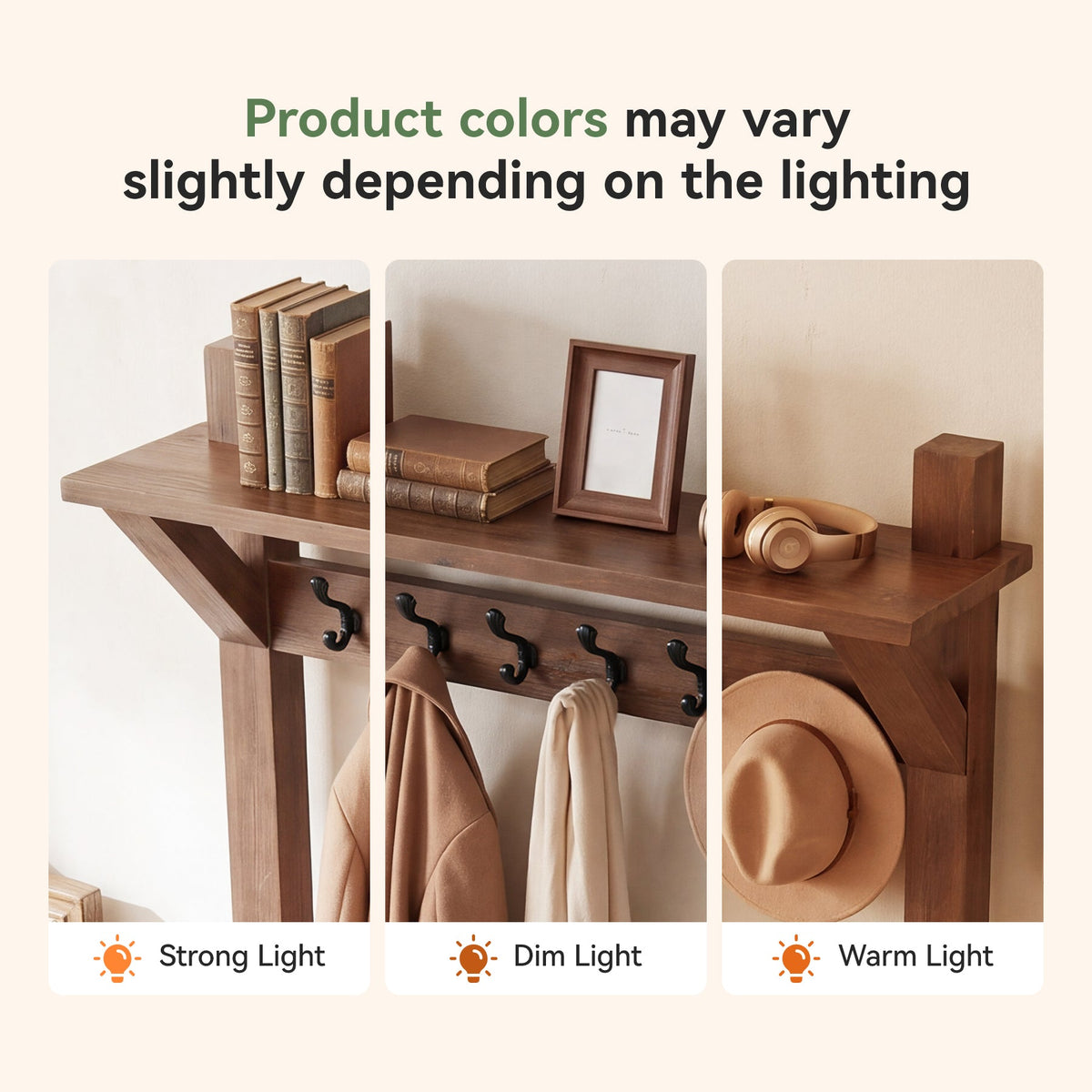 71" Solid Wood Hall Tree, 4-in-1 with 2-Tier Shoe Rack, 6 Hooks, Farmhouse Entryway