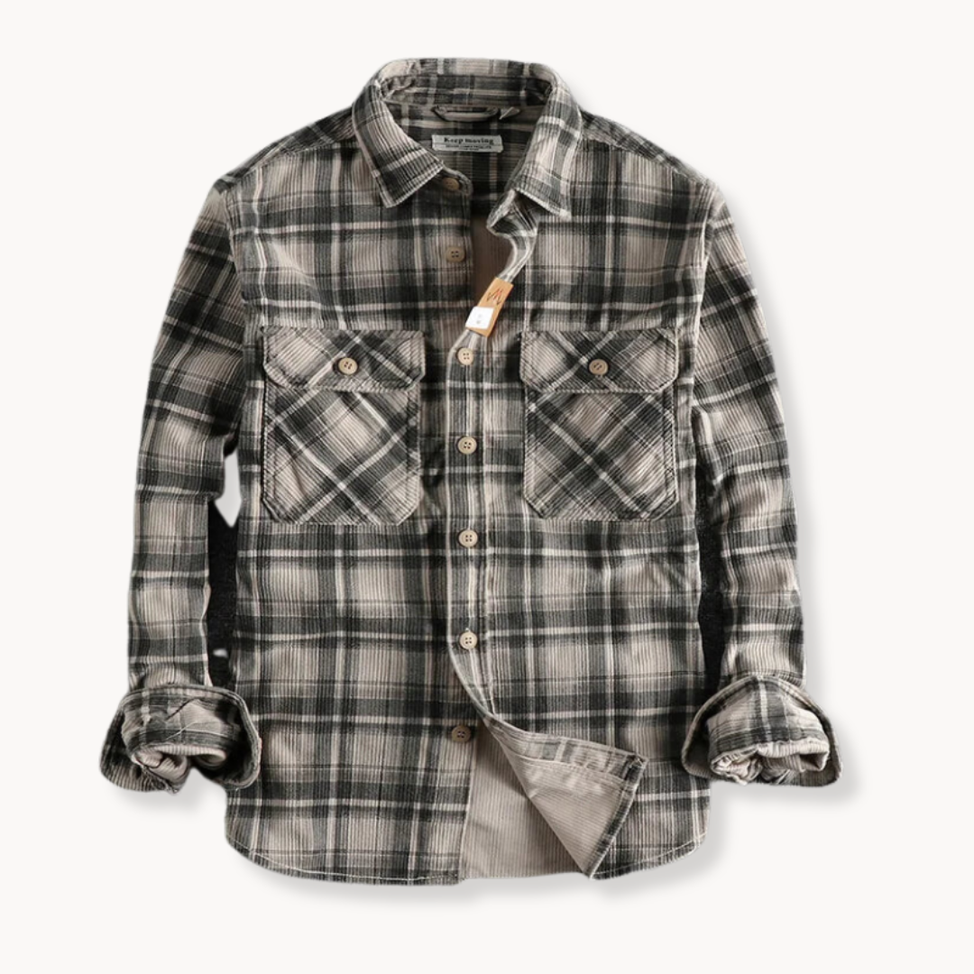 Reed | Men’s Retro Corduroy Flannel Shirt | Plaid