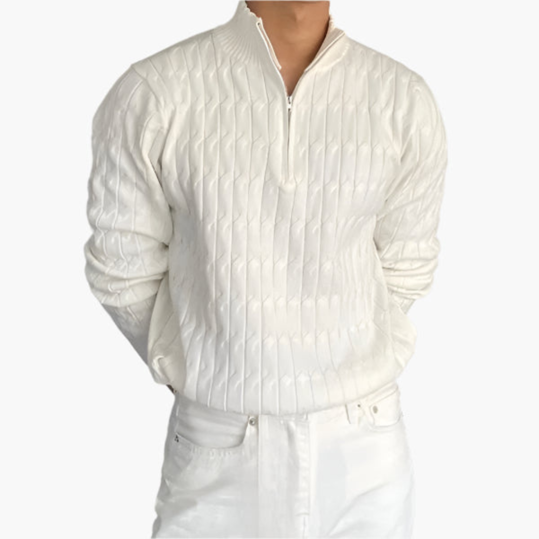 Gafford | Men’s Cable Knit Half Zip Sweater | Cotton