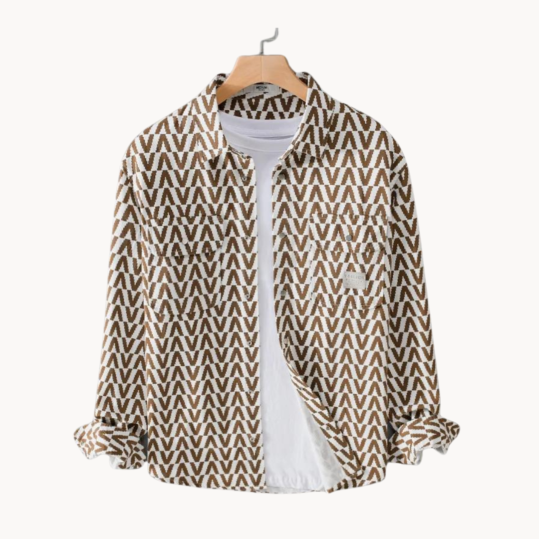 Kjell | Men’s Geometric Cotton Shirt | Patchwork