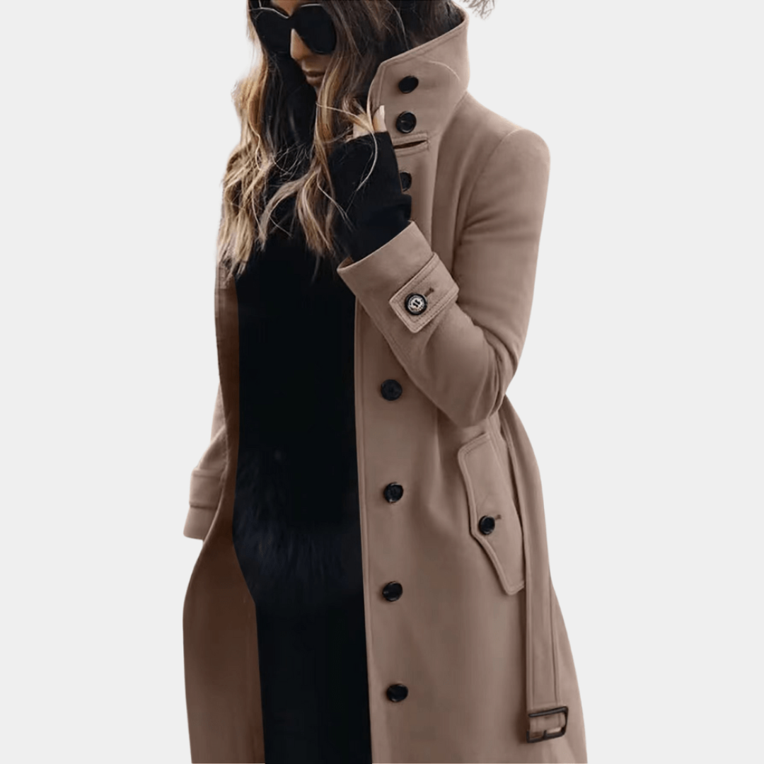 Clarissa | Women’s High-Collar Chic Coat | Belted