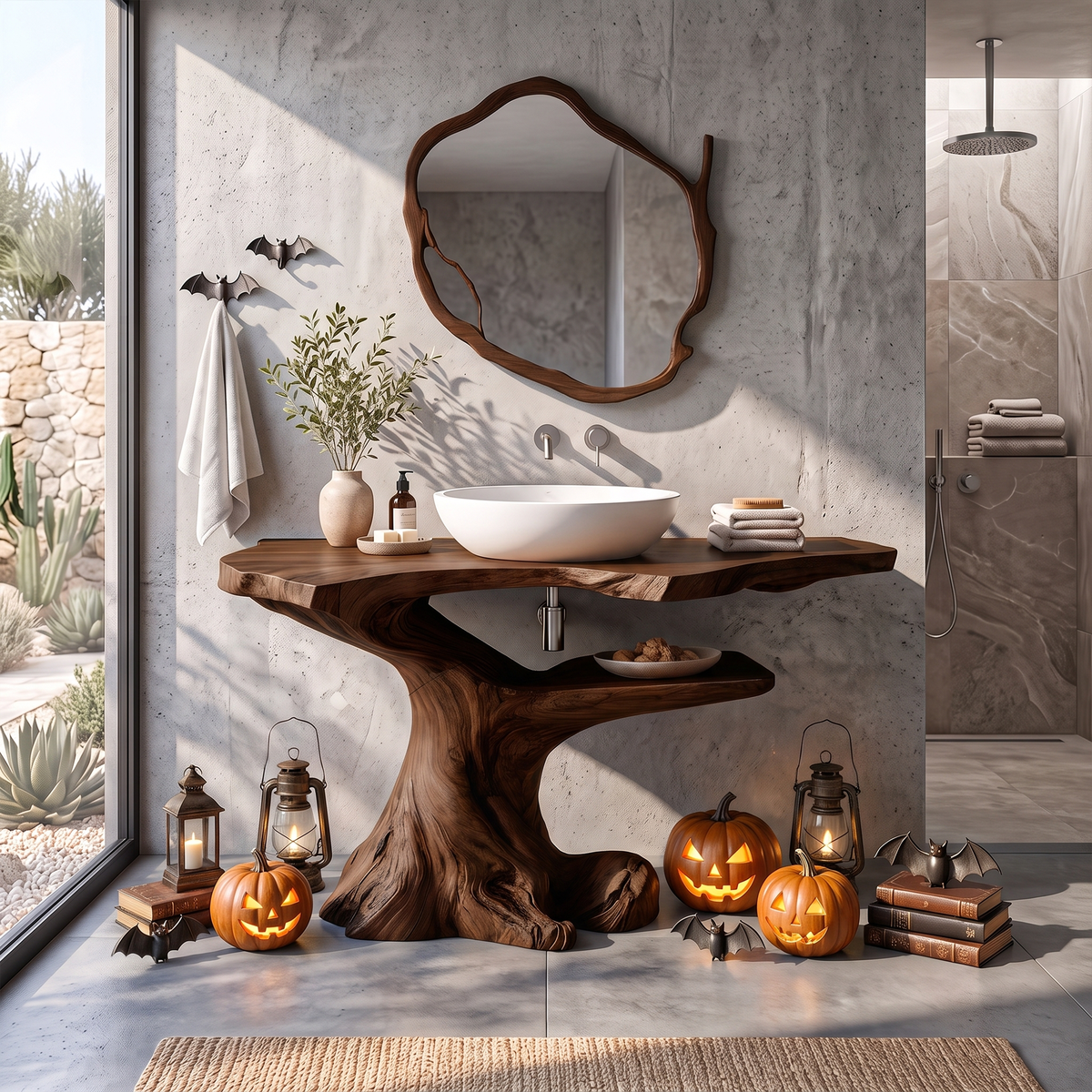 Modern Halloween Bathroom Vanity With Asymmetrical Base For Bathroom SINLKIBRV340