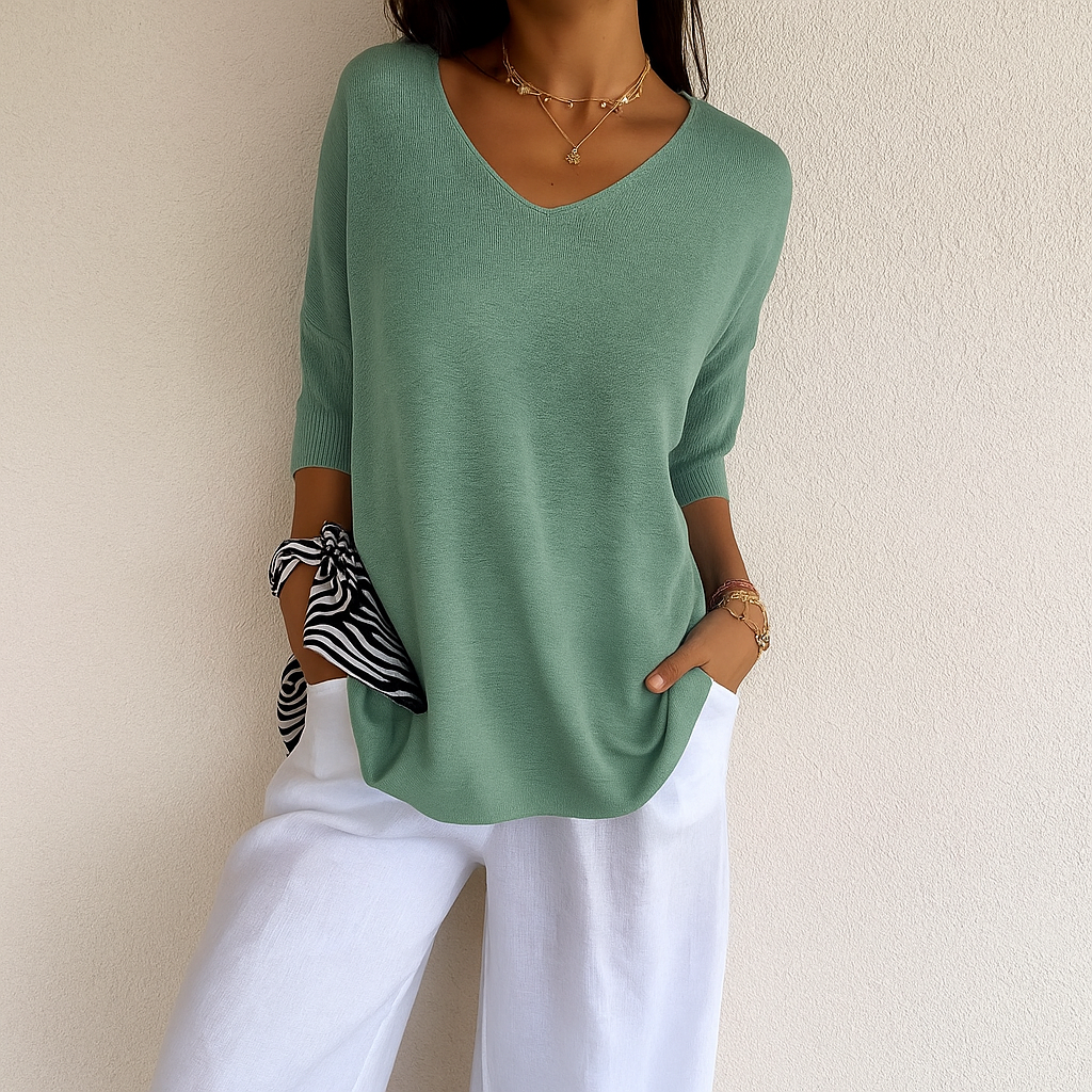 Haut en tricot col V Margaux pour femme