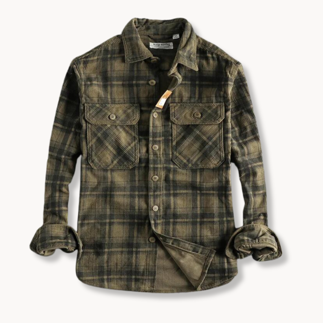 Reed | Men’s Retro Corduroy Flannel Shirt | Plaid