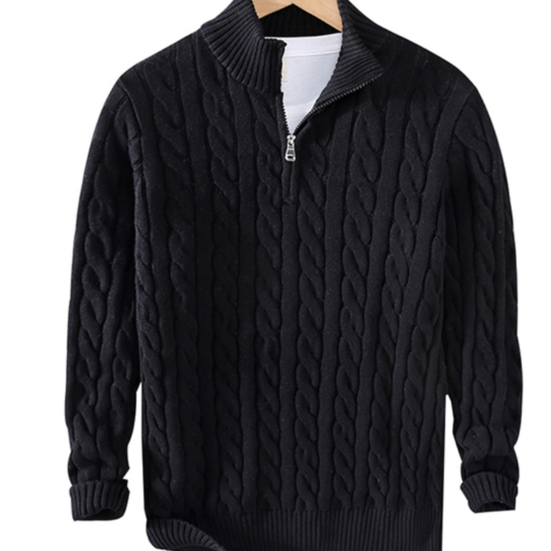 Anton | Men’s Cable Knit Pullover Sweater | Half-Zip