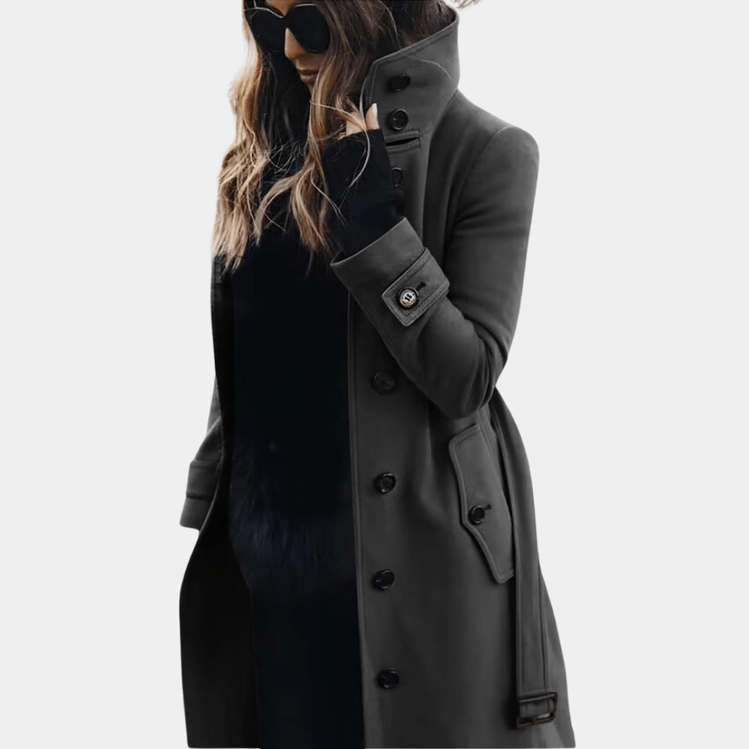 Clarissa | Women’s High-Collar Chic Coat | Belted