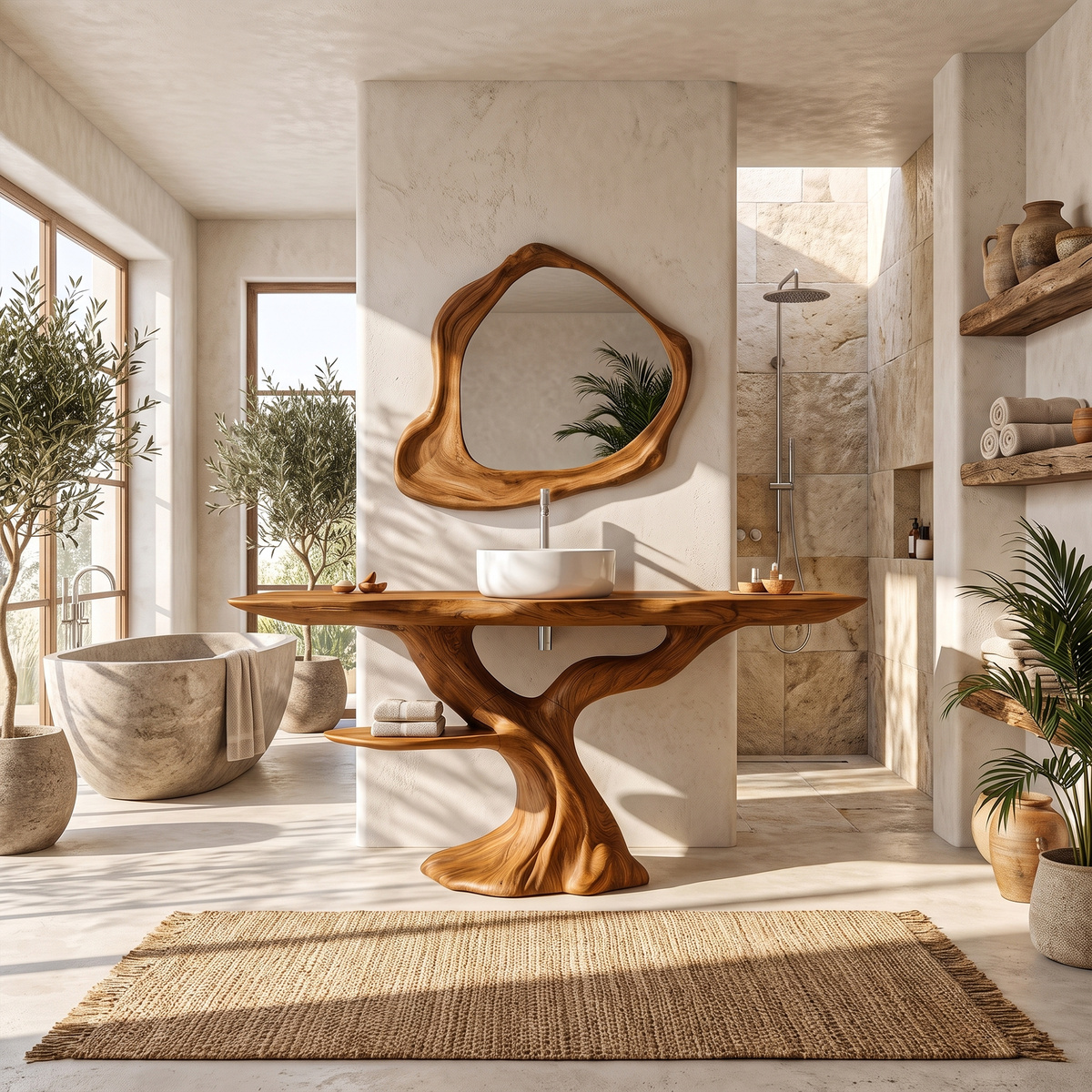 Rustic Bathroom Vanity With Bold Tree Root Design For Bathroom SINLKIBRV346