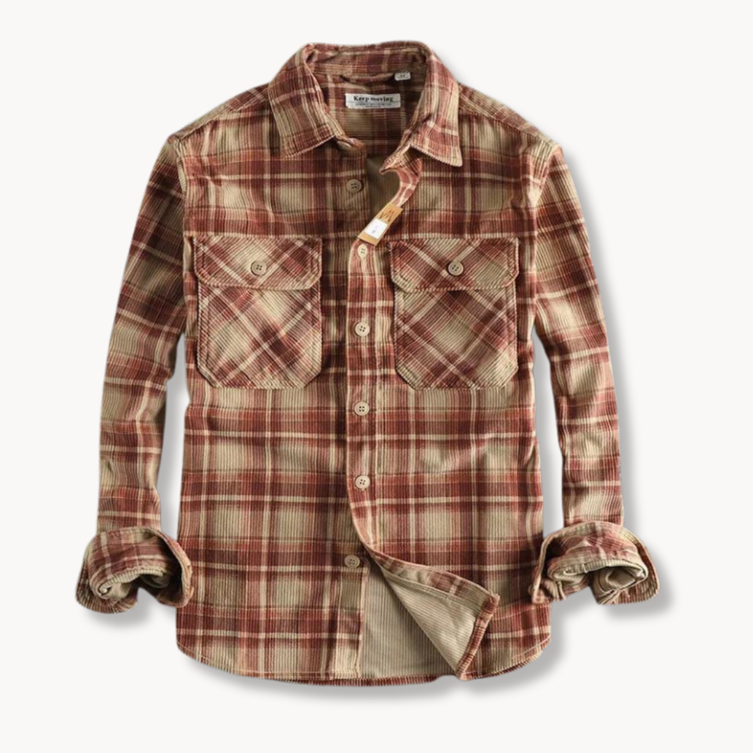 Reed | Men’s Retro Corduroy Flannel Shirt | Plaid