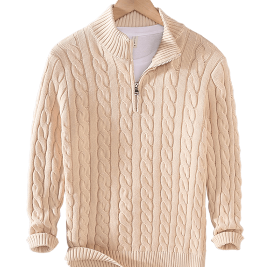 Anton | Men’s Cable Knit Pullover Sweater | Half-Zip