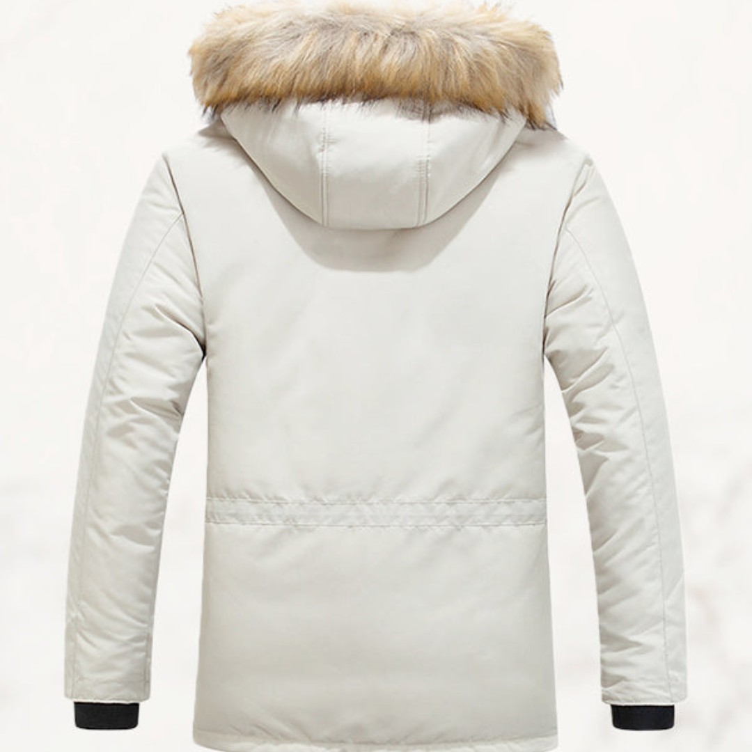 Bradley | Men’s Extra Warm Hooded Fur Coat | Mid-Length