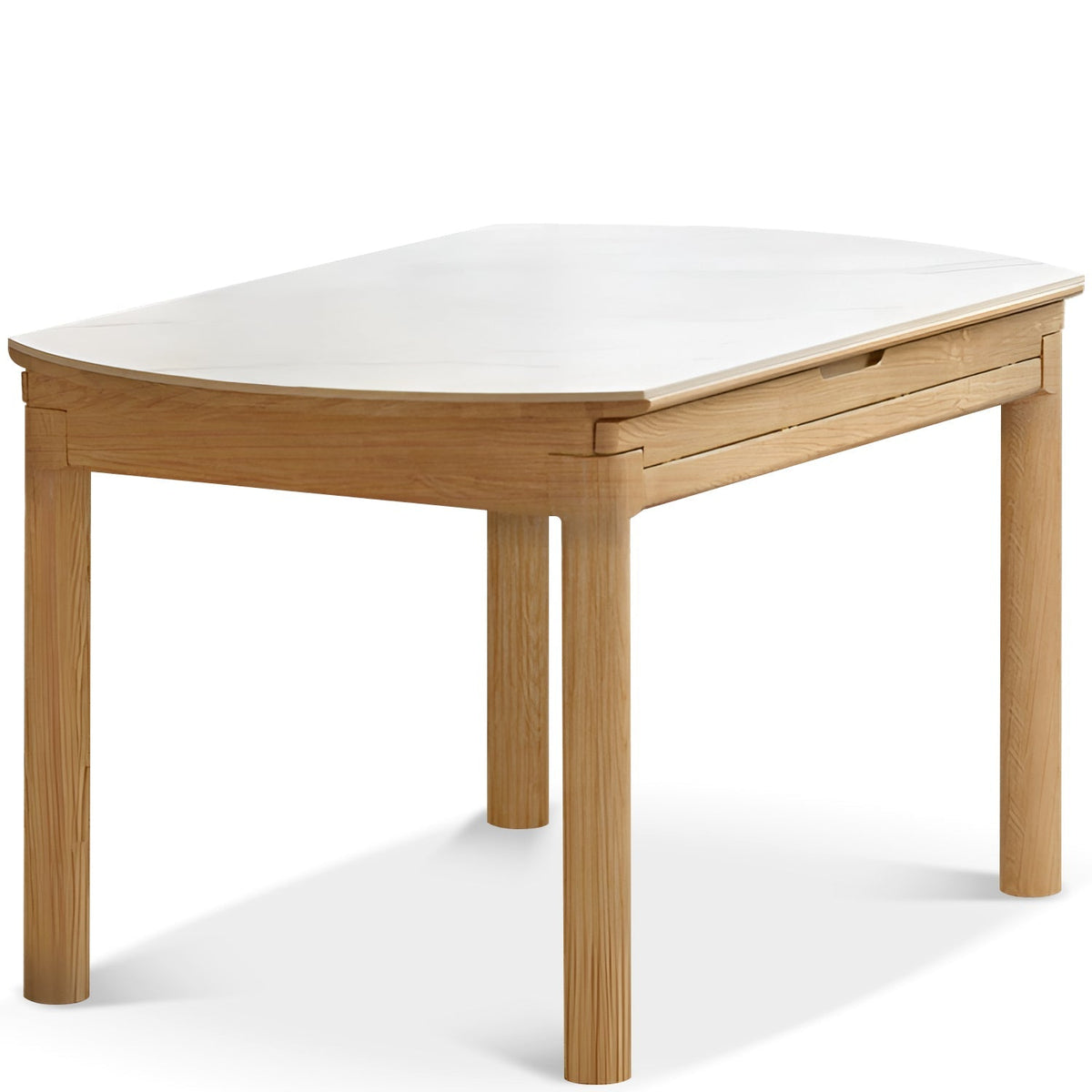 Scandinavian Oak Wood Sintered Stone Extendable Round Dining Table ORBIT