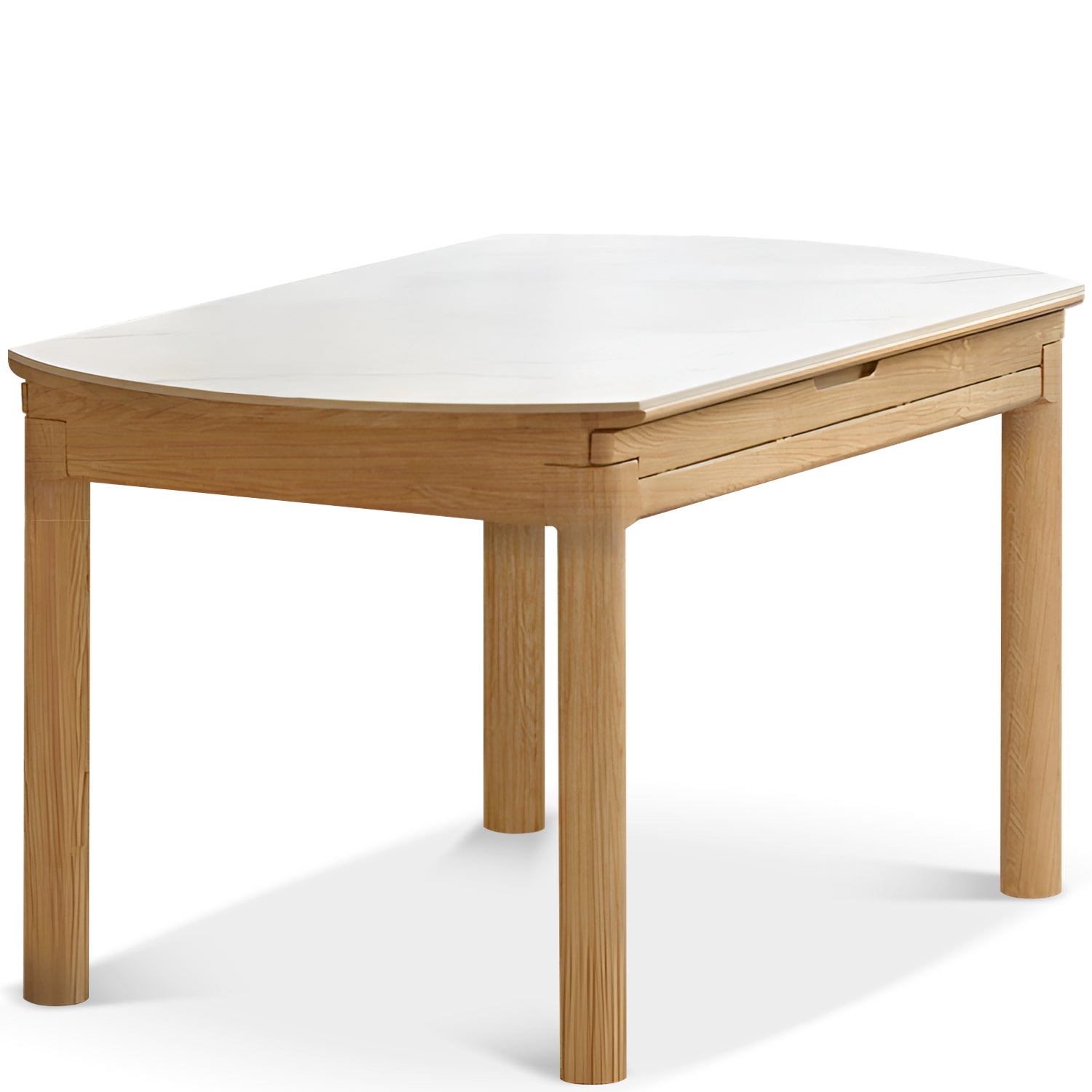 Scandinavian Oak Wood Sintered Stone Extendable Round Dining Table ORBIT