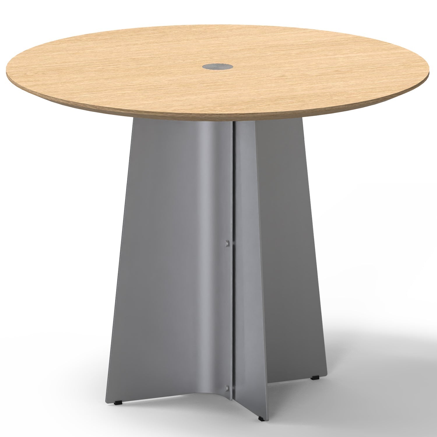 Bauhaus Ash Wood Veneer Stainless Steel Round Dining Table AERI