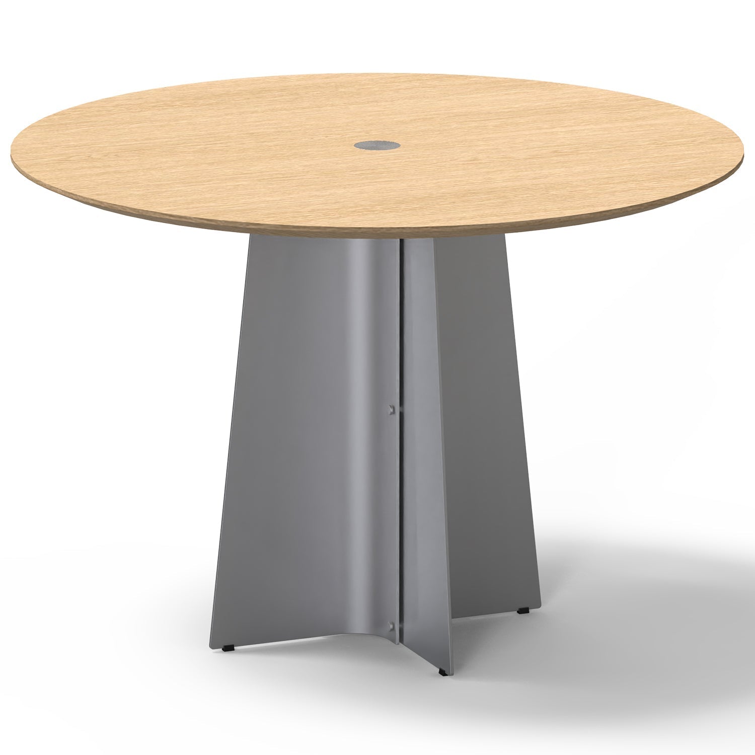 Bauhaus Ash Wood Veneer Stainless Steel Round Dining Table AERI