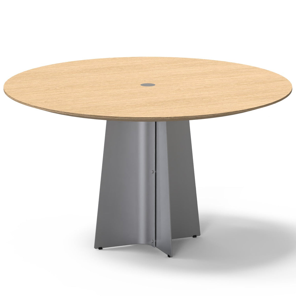 Bauhaus Ash Wood Veneer Stainless Steel Round Dining Table AERI