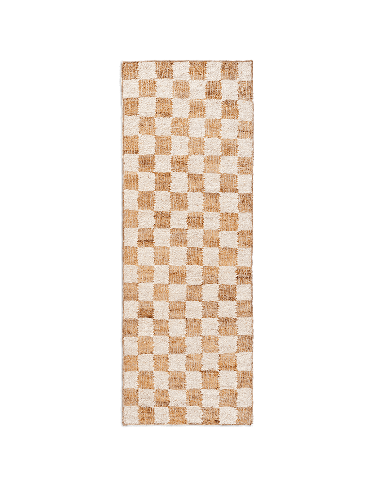 Check Wool Jute Runner, Off-White/Natural