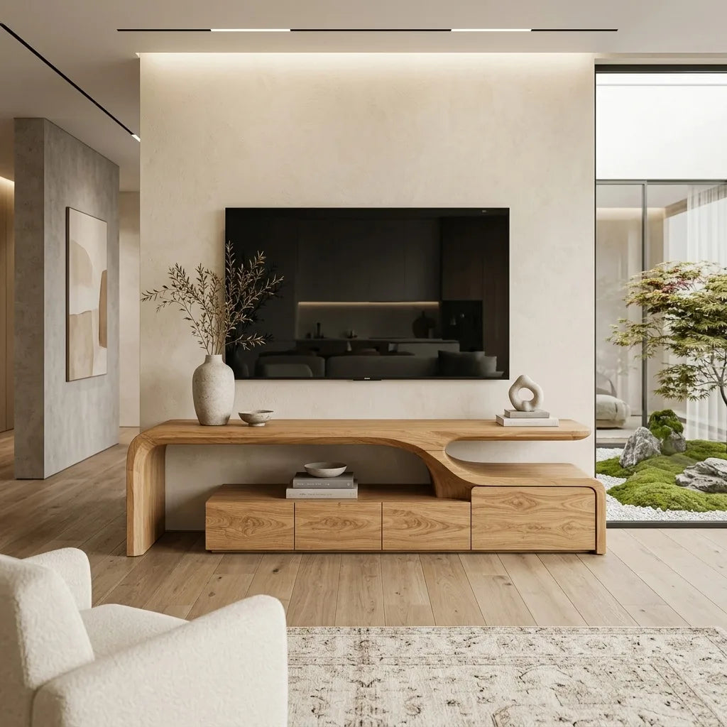 Contemporary Sculptural TV Console For Living Room RTNGHNTVC142