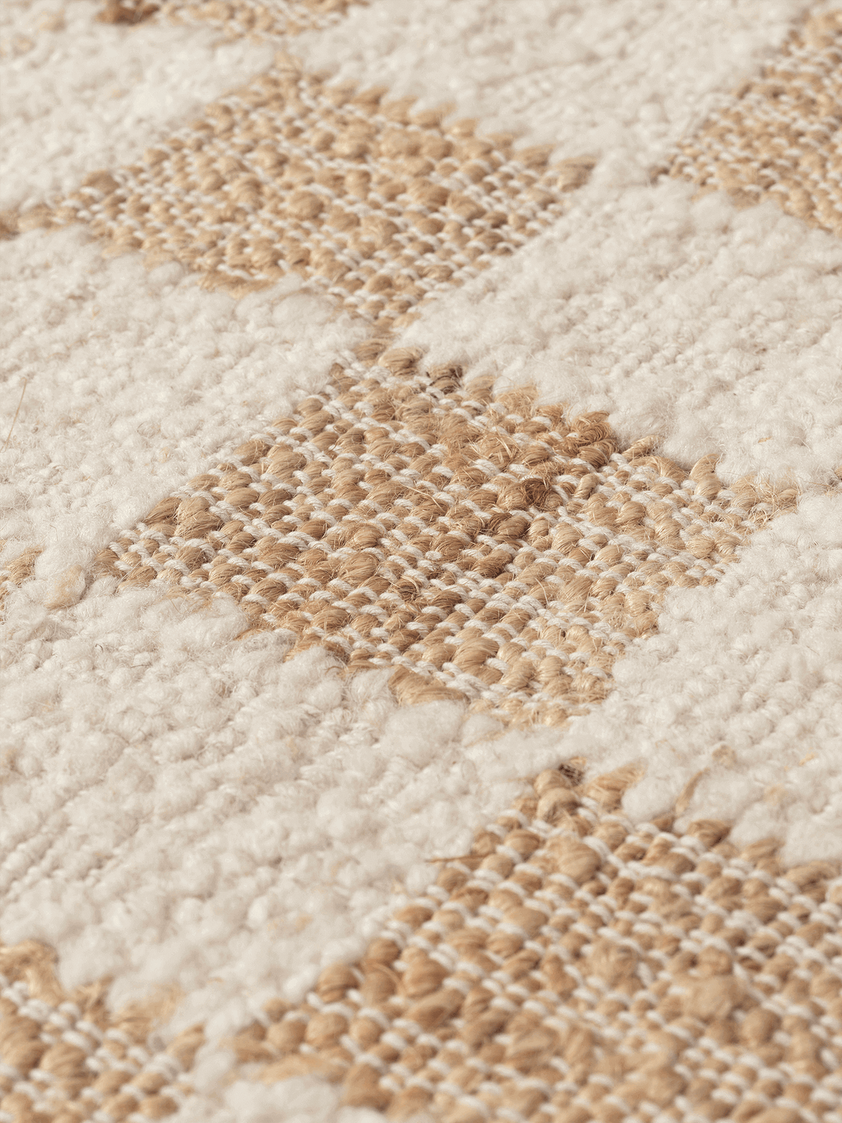 Check Wool Jute Runner, Off-White/Natural