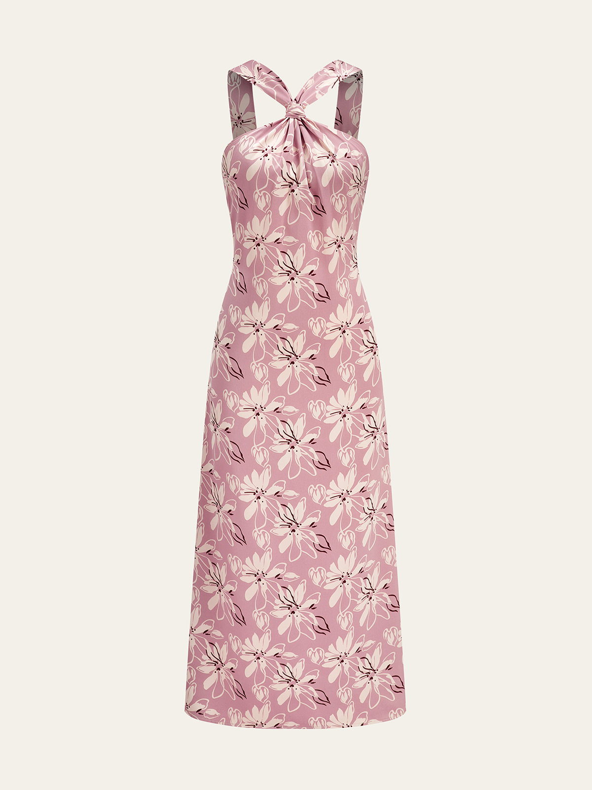 Halter Neck Floral Print Midi Dress
