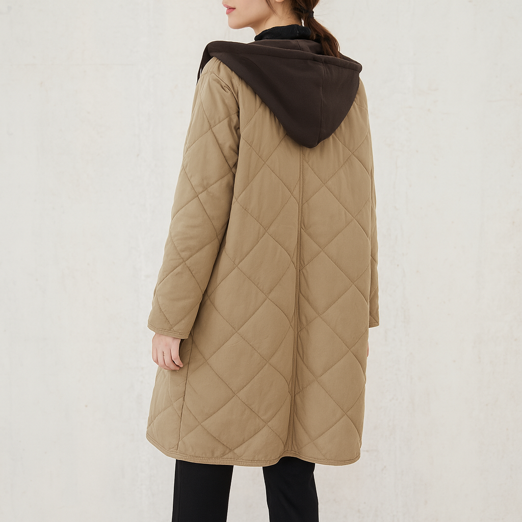 Marcia | Women’s Quilted Hooded Long Coat | Timeless