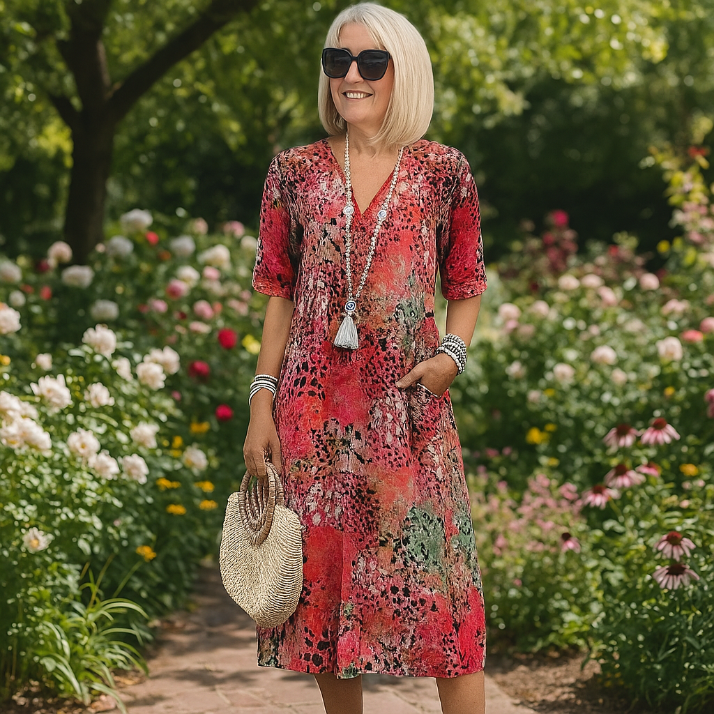 Amara Floral Midi Summer Dress for Women