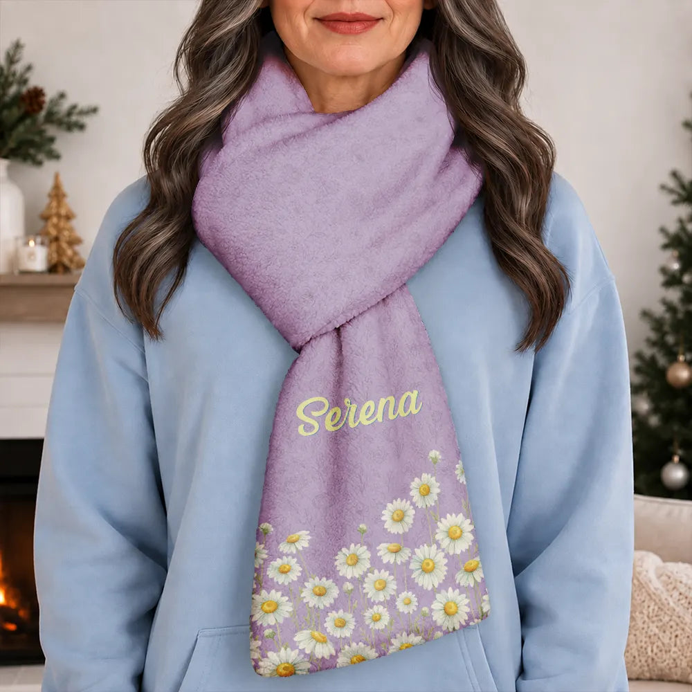 Birth Flower Blooming In Love - Personalized Fleece Scarf