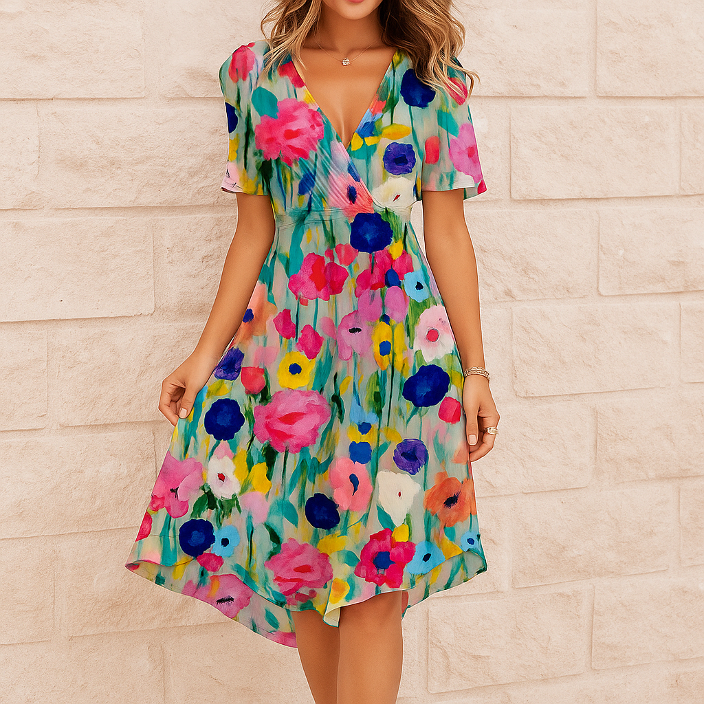 Aida Floral Chiffon Midi Dress for Women