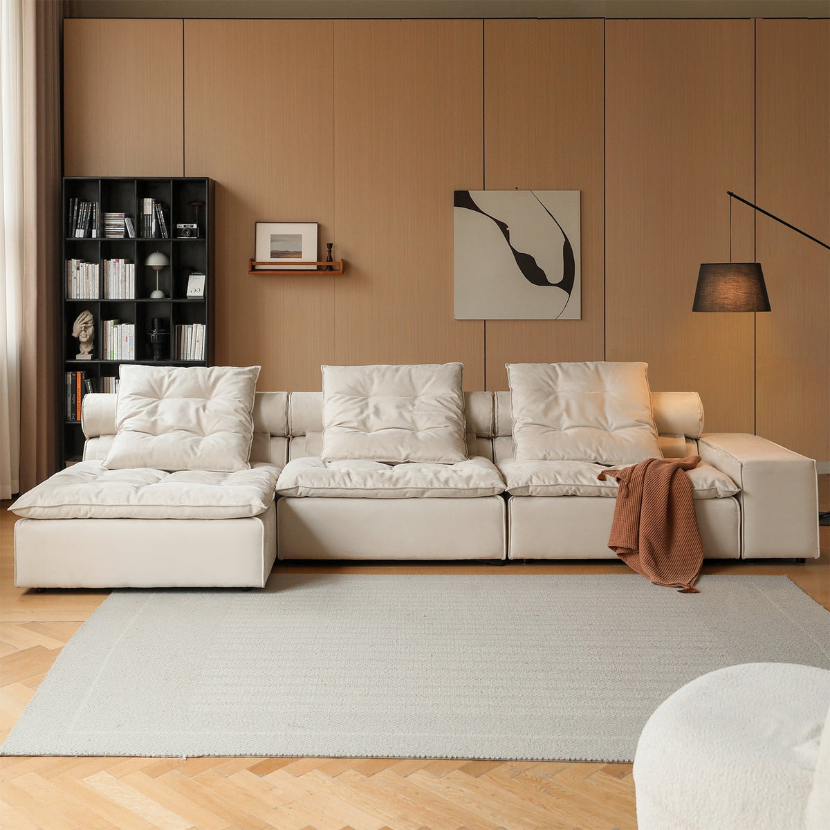 Modern Suede Fabric Modular L Shape Sectional Sofa 4+L BLOOM