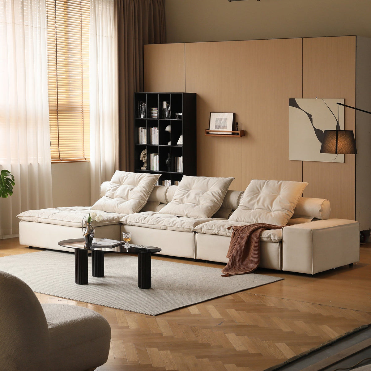 Modern Suede Fabric Modular L Shape Sectional Sofa 4+L BLOOM