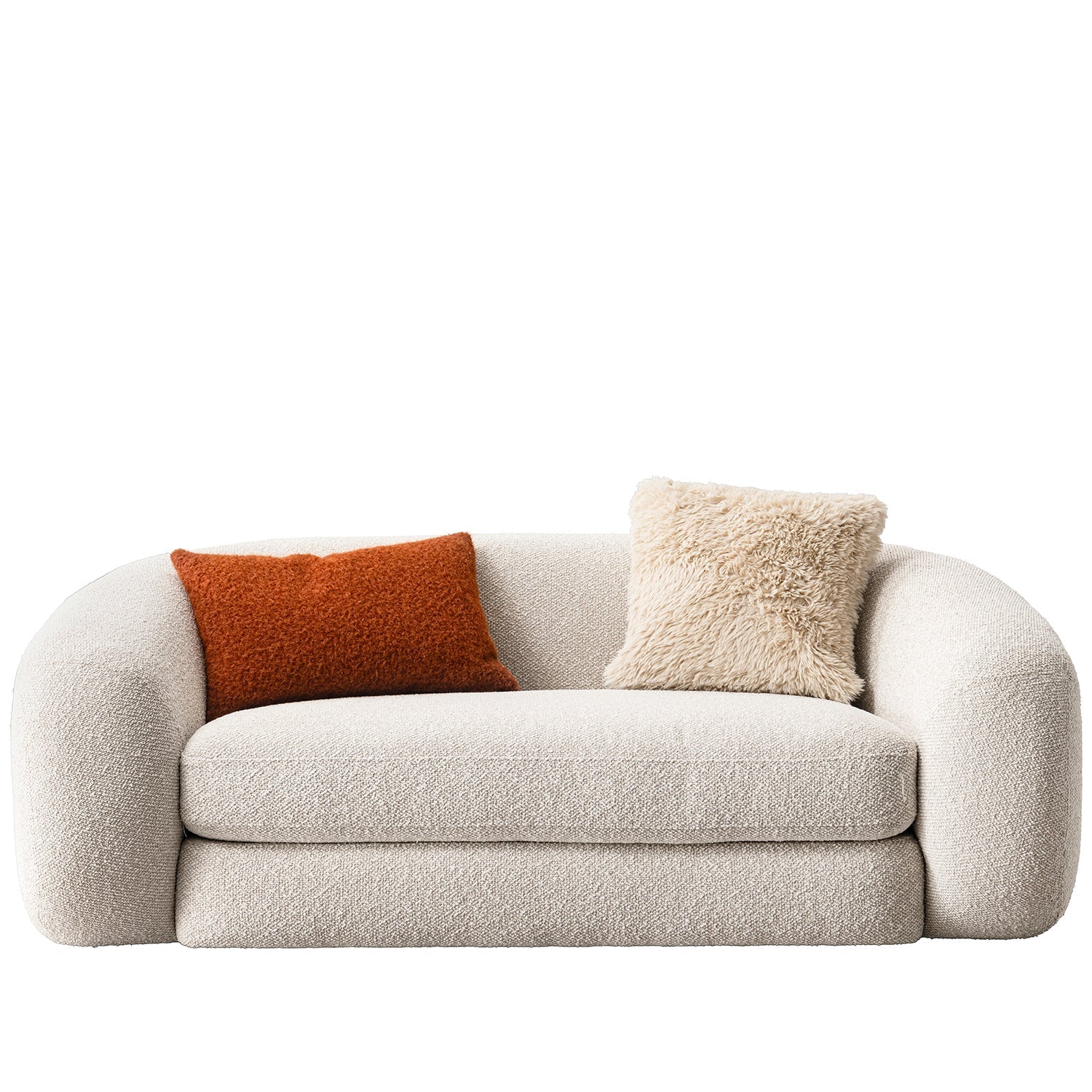 Cream Boucle Fabric 2 Seater Sofa CURLY