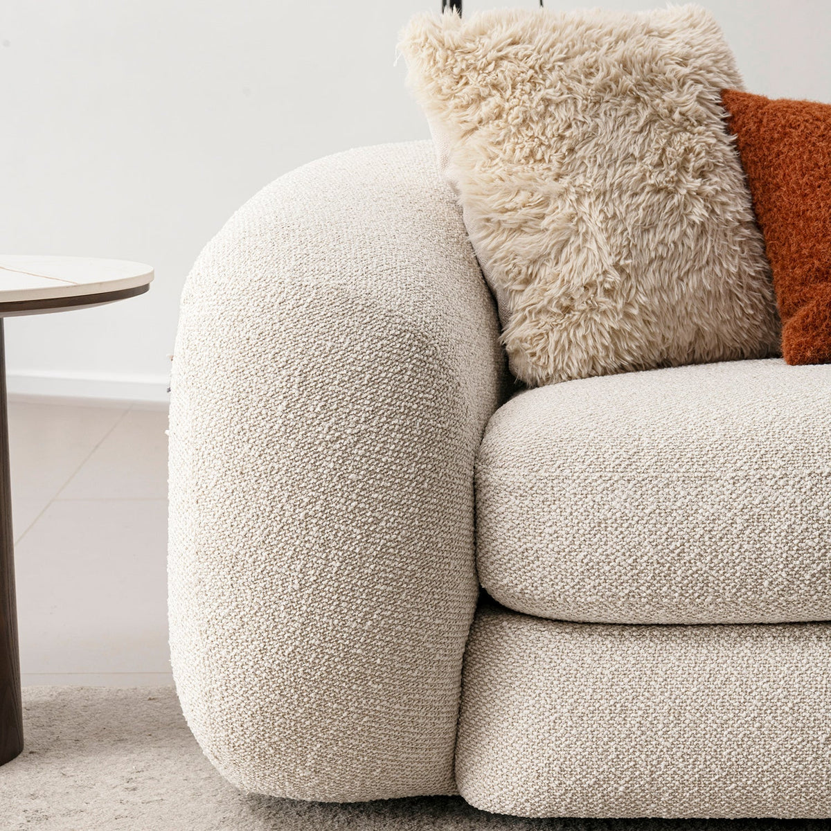 Cream Boucle Fabric 2 Seater Sofa CURLY